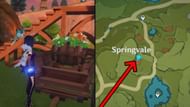 It's near the southernmost house in Springvale (Image via HoYoverse)